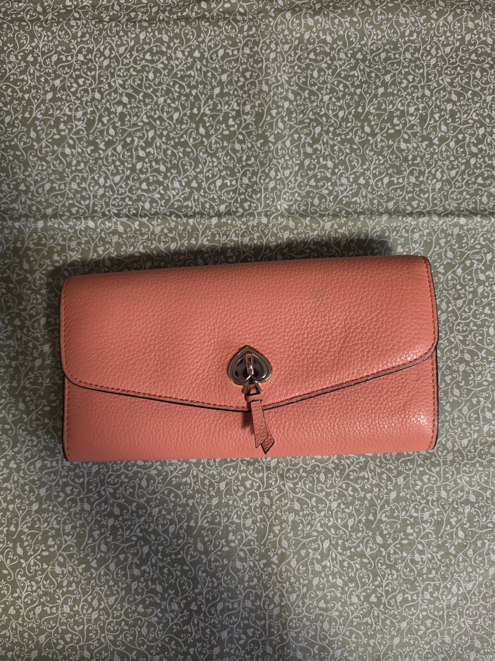 kate spade Coral Pink Pebbled Leather Envelope Clutch